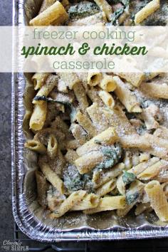 
                    
                        This spinach and chicken alfredo recipe is a great one! It's even better because it makes a batch for tonight and a batch for the freezer.  Try it tonight!
                    
                
