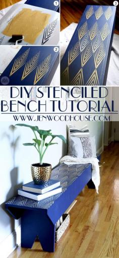 
                    
                        Great tutorial on how to stencil a bench and she built the bench for $35! Gorgeous!
                    
                