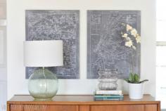 Living Room Makeover @ Vintage Revivals - Map DIY idea
