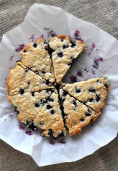 Paleo Scones 1 ½ cups Cashews  ¼ cup Arrowroot  Pinch of Salt  1 tsp Baking Powder  1 cup Fresh Blueberries  ¼ cup Extra Virgin Coconut Oil  3 Tbl Maple Syrup  2 tsp Vanilla Extract  1 Egg