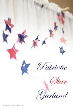 Red, white, and blue paper star garland.