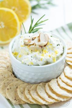 Lemon Rosemary Whipped Goat Cheese appetizer