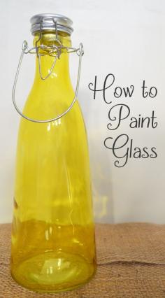How to paint glass. I have this here in case I run out of blue mason jars for my splashback.