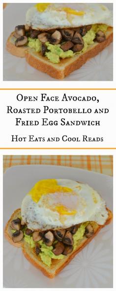 
                    
                        Hearty and delicious meatless breakfast that's also great for dinner! Open Face Avocado, Roasted Portobello and Fried Egg Sandwich Recipe from Hot Eats and Cool Reads
                    
                
