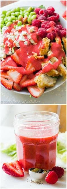 crispy chicken salad with strawberry filling