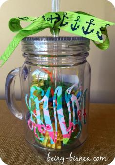 Lilly Pulitzer monogram for mugs and other fun items!  Show your preppy side's finest!  Inexpensive, custom vinyl decal monograms available http://etsy.me/1bv7k0S