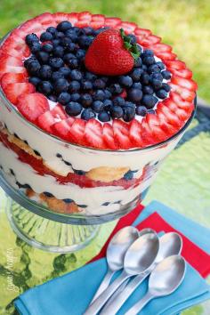 red white blue trifle...Great for 4th of July.