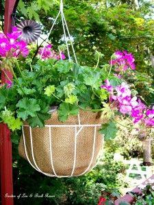 Save money with your planters - use burlap instead of expensive coir liners!