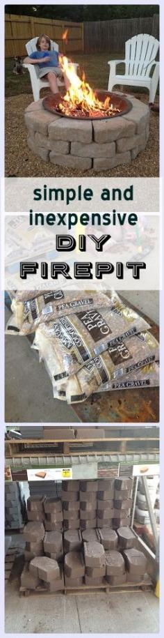 Make this simple and inexpensive backyard fire pit: great weekend project; perfect for fall nights!