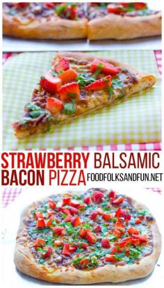 
                    
                        Strawberry Pizza Recipe with BACON! A great summer dinner recipe.  #StrawberrySeason
                    
                