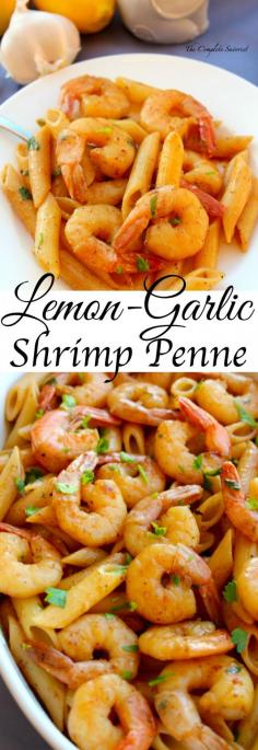 
                    
                        Lemon Garlic Shrimp Penne ~ Shrimp sautéed in butter, lemon, and garlic tossed with penne. ~ The Complete Savorist
                    
                