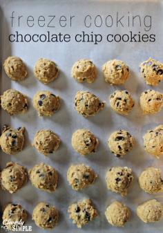 Freezer Cooking Chocolate Chip Cookies Recipe. #baking #cookies #chocolate