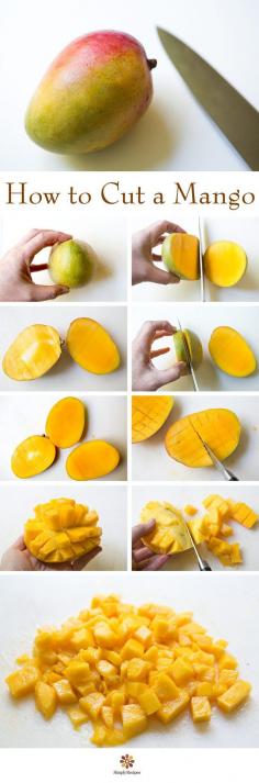 
                    
                        Cutting a mango is easy! Here are step-by-step instructions on how to cut a mango quickly and easily with minimal mess. On SimplyRecipes.com
                    
                