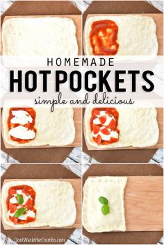 Easy recipe for homemade hot pockets! So much healthier than store-bought and there's no fake ingredients, just real food! Perfect clean eating lunch idea too for school lunches! :: DontWastetheCrumbs.com