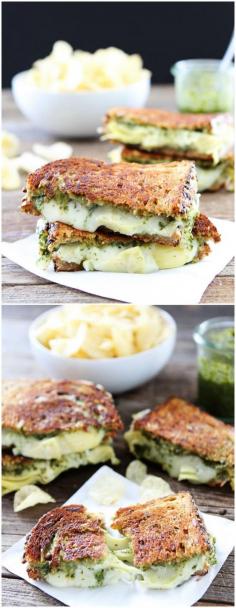 
                    
                        Pesto, Artichoke, and Havarti Grilled Cheese Recipe on twopeasandtheirpo... This grilled cheese is bursting with flavor! A MUST make!
                    
                