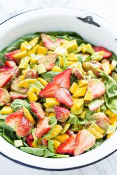 Strawberry Mango Spinach Salad #salad #mango #spinach