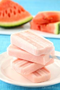 Watermelon Yogurt Popsicles. Recipe calls for some sugar, but I will probably reduce to half