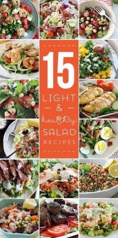 15 Light and Healthy Salad Recipes  #Cooking #Veggies #Healthy #Recipe