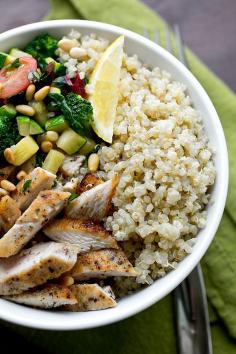 Brown Bag It! 18 Healthy Lunches via Brit + Co. Chicken & Quinoa Bowl
