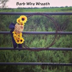 
                    
                        Rustic Barb Wire wreaths to decorate any Ranch gate or Livingroom wall! www.myturnforus.c...
                    
                