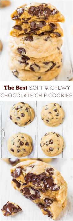 The Best Soft and Chewy Chocolate Chip Cookies: 3/4 cup unsalted butter, softened (1 1/2 sticks), 3/4 cup light brown sugar, 1/4 cup granulated sugar, 1 large egg, 1 teaspoon vanilla extract, 2 cups all-purpose flour, one 3.5-ounce packet instant vanilla pudding mix (not sugar-free and not 'cook & serve'), 1 teaspoon baking soda, one-12 ounce bag (2 cups) semi-sweet chocolate chips