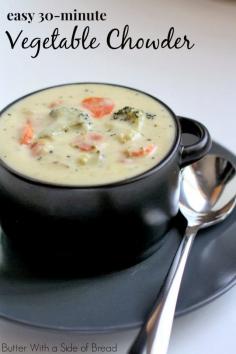 Easy Homemade Vegetable Chowder ~ Butter with a Side of Bread #soup #recipe #soup #recipes #food #healthy #recipe