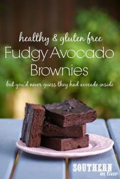 These Fudgy Avocado Brownies are gluten free, low fat and lower sugar but you would never know it.  I replaced the chocolate bar with 3 tablespoons of non fat chocolate sauce to reduce the saturated fat. was delicious!