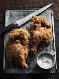 
                    
                        CORNMEAL-CRUSTED CHICKEN WITH WHITE BARBECUE SAUCE
                    
                