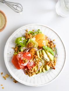 Avocado Citrus Crunch Salad | With oat croutons and black pepper buttermilk drizzle. Try this awesome food! #Homemaderecipes