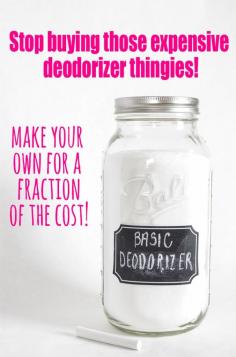 
                    
                        Stop buying those expensive deodorizers and make your own for a fraction of the cost!  And you can put it in a cute mason jar with a chalkboard label... BONUS!
                    
                