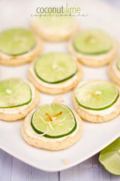 coconut lime frosted sugar #cookies & coconut lime cream cheese frosting #dessert #recipe
