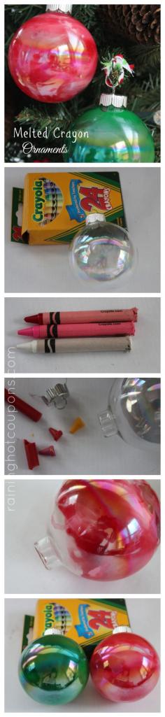 Melted Crayon Ornaments. #christmas crafts Lots of fun!