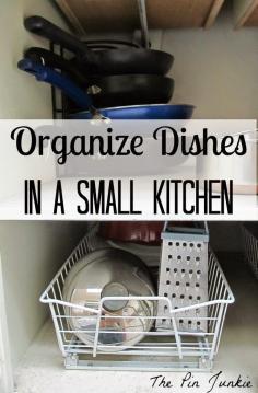 organize dishes in a small kitchen