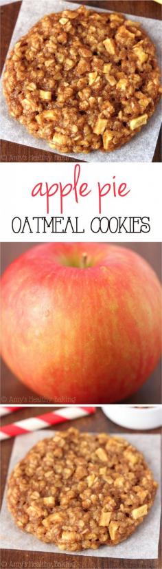 Clean-Eating Apple Pie Oatmeal Cookies -- these skinny cookies don't taste healthy at all! You'll never need another oatmeal cookie recipe a Apple oatmeal cookies