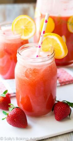 Honey Sweetened Strawberry Lemonade. Cold and refreshing, this 4 ingredient strawberry lemonade has no refined sugar. The natural flavors of strawberry and lemon shine through!