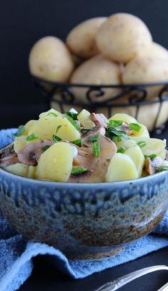 Mushroom Potato Salad is a bit more special than the ordinary potato salad. Delicious any day of the week and on special occasions. Perfect warm or cold.