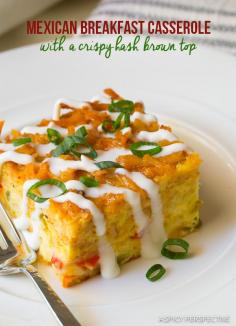 Mexican Breakfast Casserole with Crispy Hash Brown Top..for the hubby
