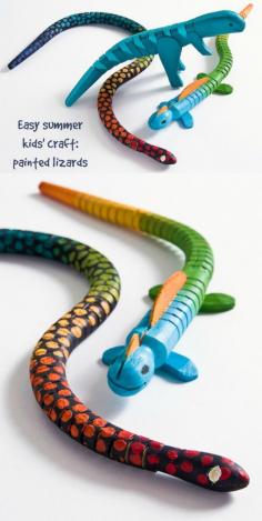 If you are looking for a summer kids craft idea to keep them busy, try these painted lizards - your littles can play with them after they craft!