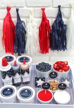 Memorial day and 4th of July party ideas -- Have a patriotic ice cream party!