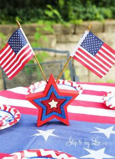 Fourth of July Wooden Star Table Decoration