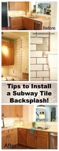 How to Install a Subway Tile Backsplash Tutorial remodelaholic.com #backsplash #tile #subway_tile