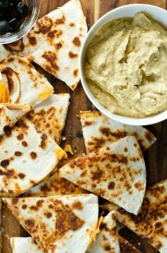 
                    
                        Spicy Avocado Hummus with Cheesy Quesadillas | ReluctantEntertainer
                    
                