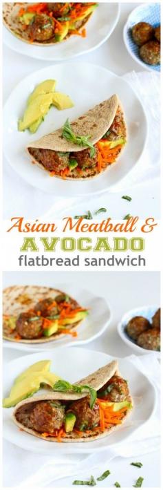 
                    
                        Asian Meatball and Avocado Flatbread Sandwich Recipe...Amazing flavors! 341 calories and 9 Weight Watchers PP | cookincanuck.com
                    
                
