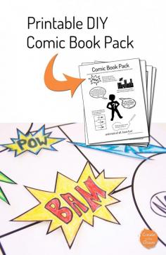 A fun way to help kids be creative - Printable make your own comic book pack www.createinthechaos.com