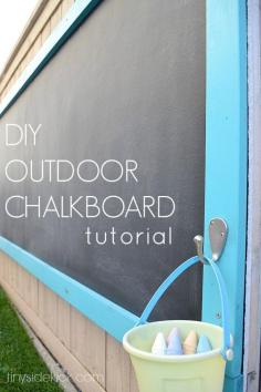 DIY Outdoor Chalkboard-  fun outdoor activity for the kids!  Full tutorial includes list of weather proof materials!
