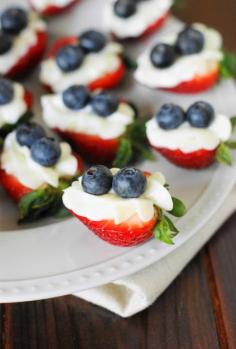 Red White & Blue Strawberry Cheesecake Bites | The Kitchen is My Playground