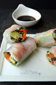 Shrimp and Avocado Summer Rolls  Tried it and it's amazing and so much easier than I thought it would be. Light and healthy. Use any veggies or meat on hand.