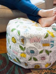 Fabric Pouf Ottoman - DIY Dorm Room Ideas on HGTV