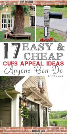 17 Easy and Cheap Curb Appeal Ideas Anyone Can Do...love the garage door & pergola in this pic