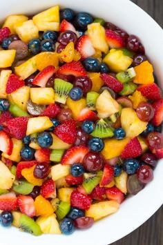 Honey Lime Rainbow Fruit Salad. #recipe #salad #fruit #summer #party